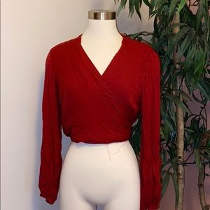 Red crossbody blouse